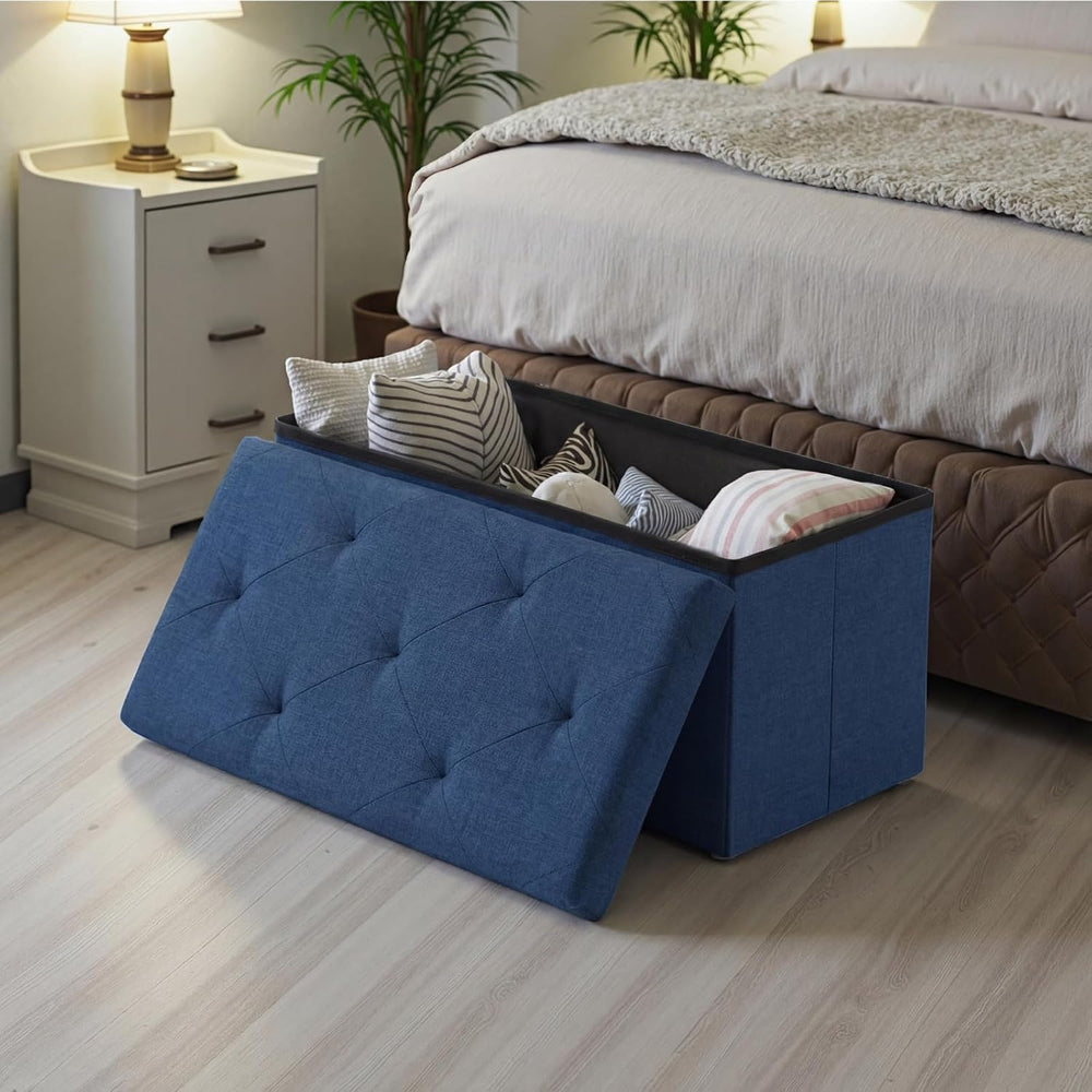 DUMOS 30 Inch Foldable Storage Ottoman Bench, Large Ottoman with Storage