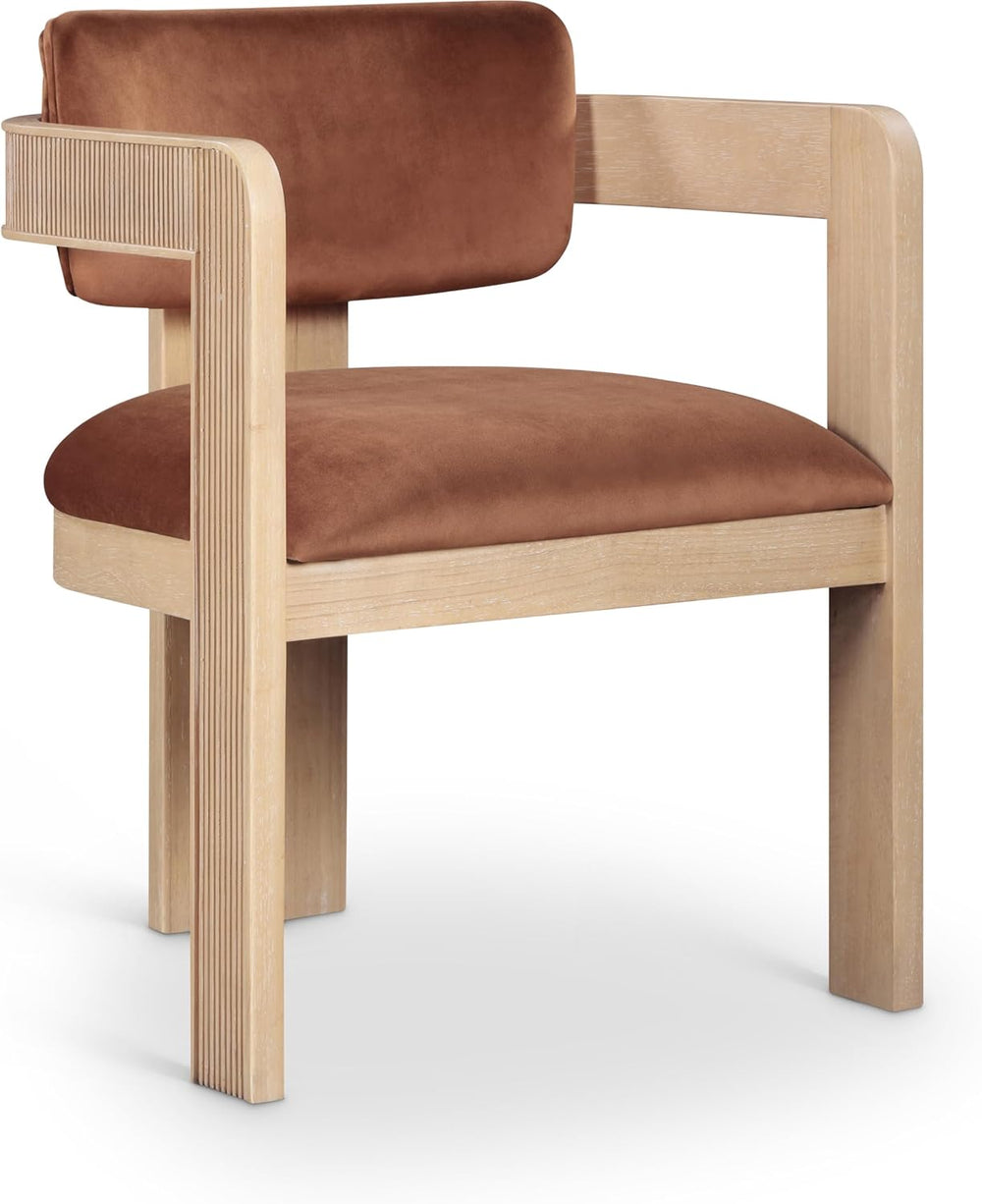Meridian Furniture Sacha Velvet/Rubberwood Dining Chair, Cognac, Set of 2