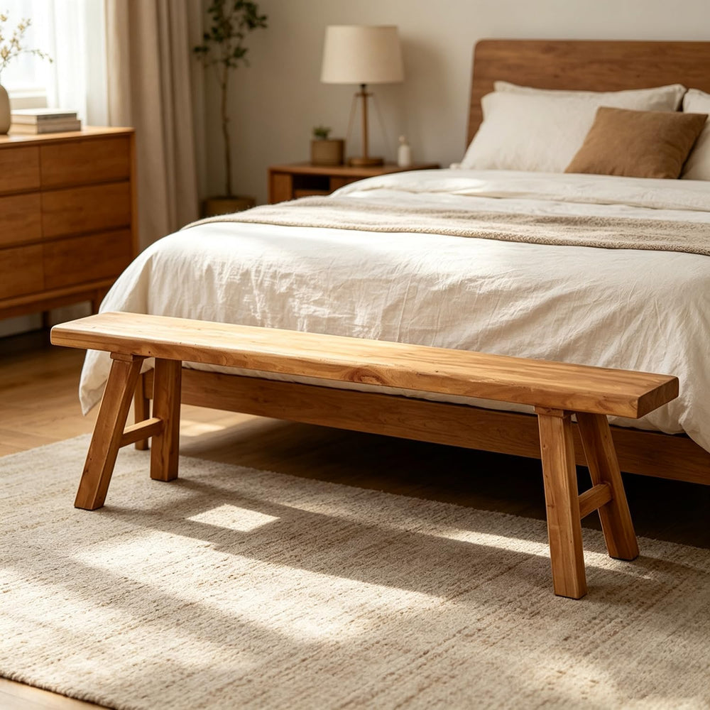 Farmhouse Indoor Wooden Living Room Dining Bench, Asian Natural Wood Kitchen ...