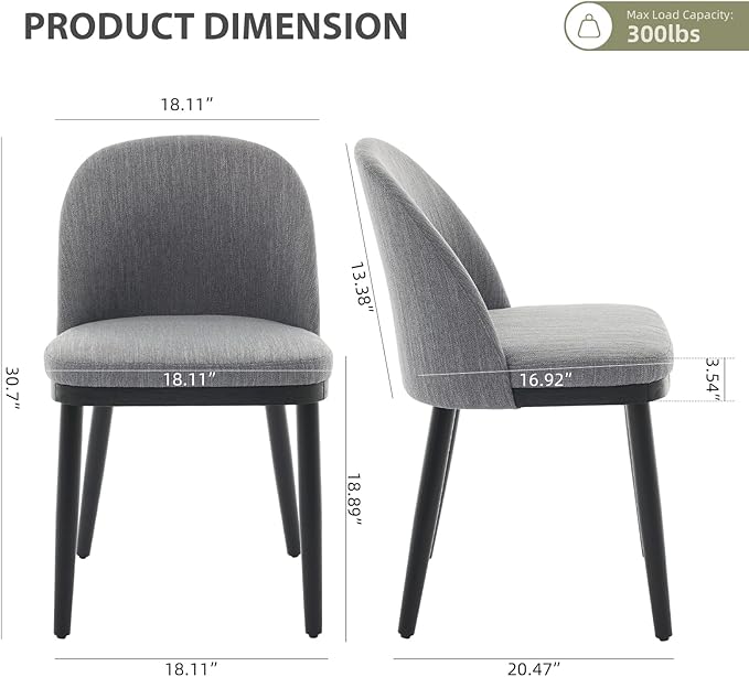 Garvee Wooden Dining Chairs Set of 4, Upholstered Kitchen Dining Room Chair, ...