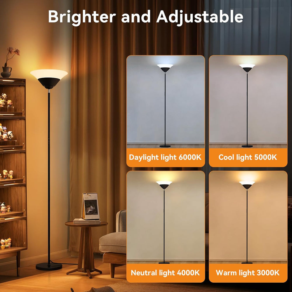 SIBRILLE Floor Lamps for Living Room, 72” Tall LED Standing Lamp with Remote/...
