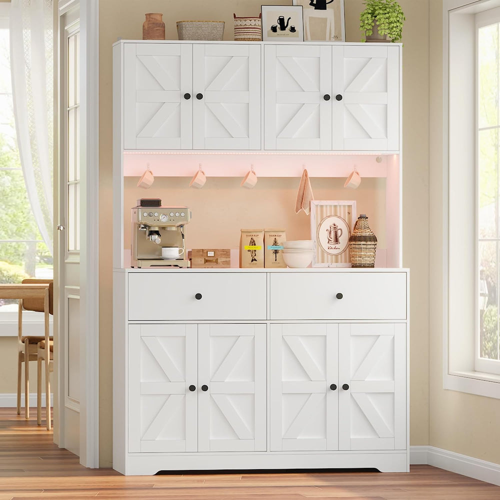 71" Kitchen Pantry Cabinet with Charging Station, Pantry Storage Cabinet...