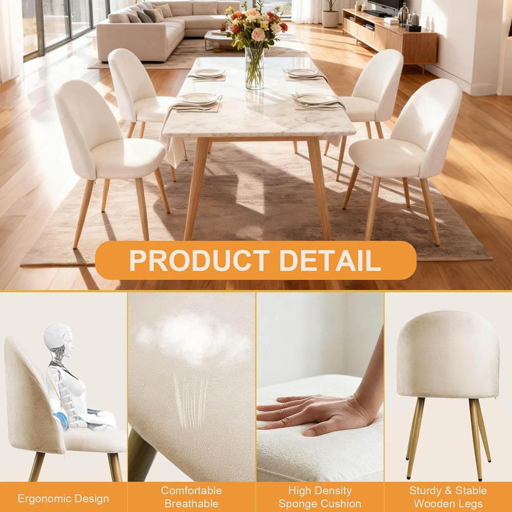 Lightdot Dining Chairs Set of 2, Velvet Kitchen Chairs Side Chairs Mid-Centur...