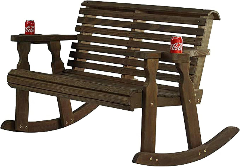 Amish Casual Heavy Duty 800 Lb Roll Back Pressure Treated Double Rocker with ...