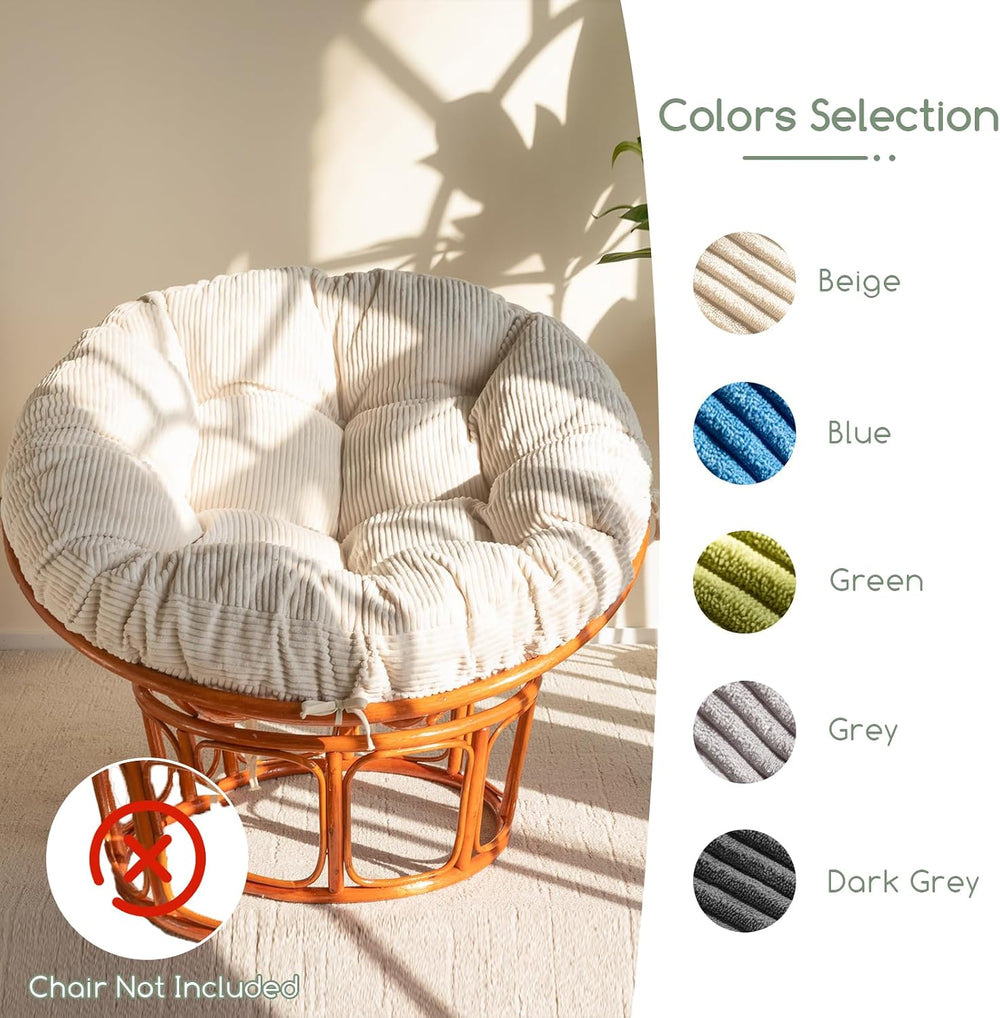 HIGOGOGO Papasan Chair Cushion with Corduroy Cover (Without Chair), 48 x 48 I...