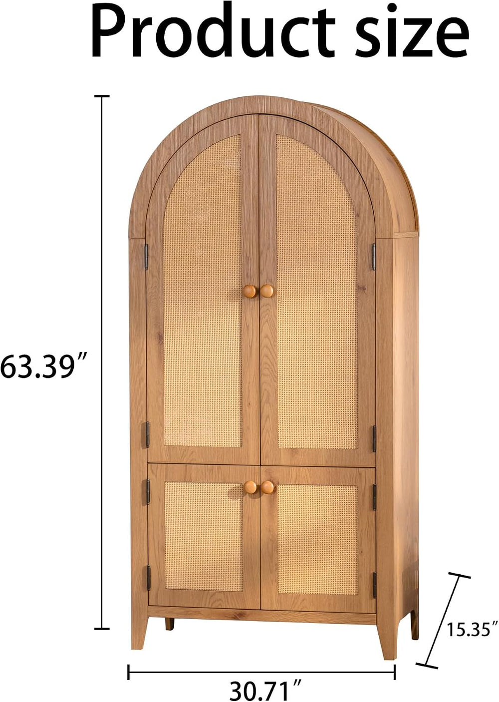 Kitchen Pantry Cabinet, Wooden Sideboard with Rattan Doors, Snacks Wine Accen...