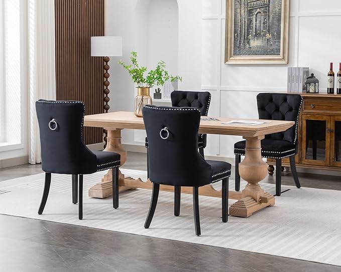 KCC Velvet Dining Chairs Set of 2, Upholstered High-end Tufted Dining Room Ch...