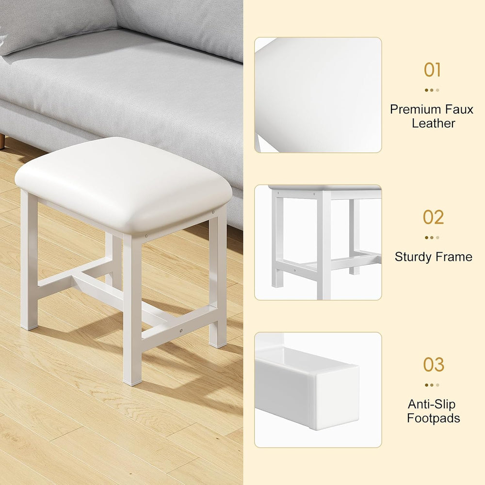 White Vanity Stool, Small Vanity Chair, Makeup Bench Seat for Deak | Vintage ...