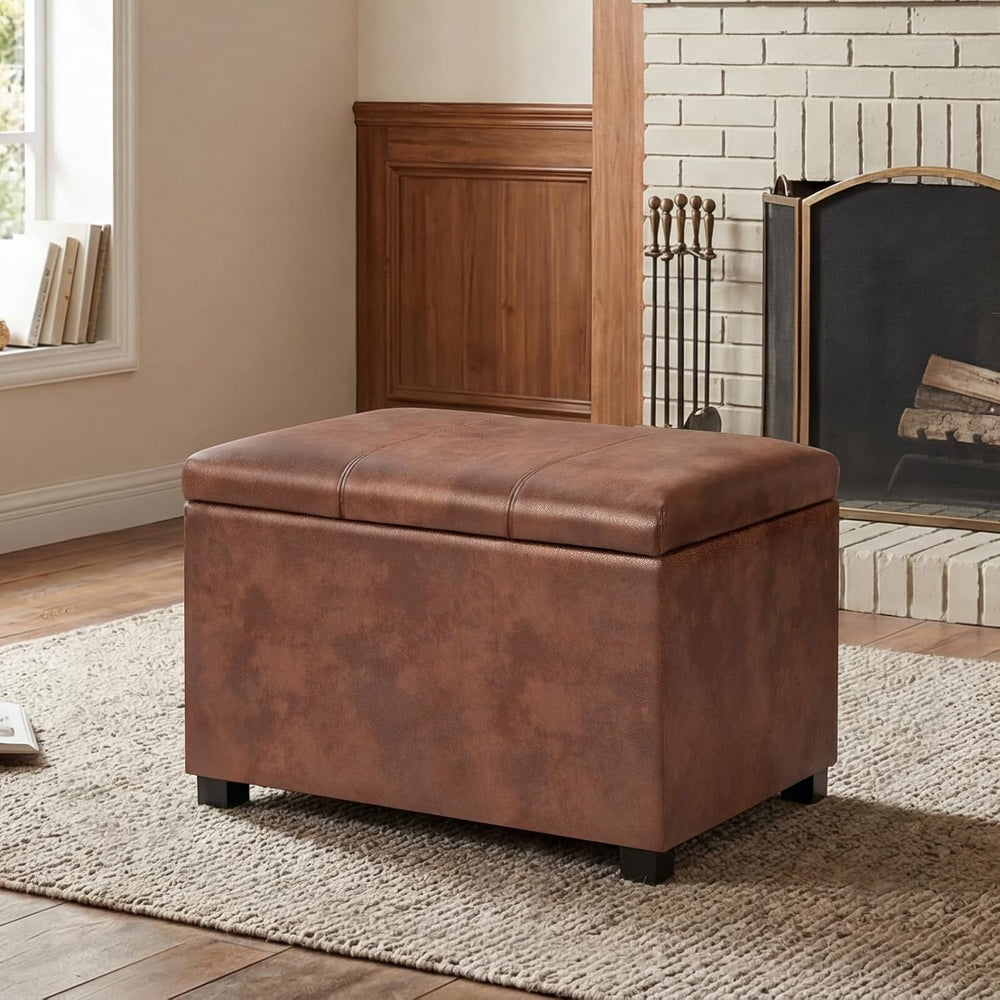 Joveco 24" Leather Storage Ottoman Bench, Rectangle Foot Rest Stool for ...