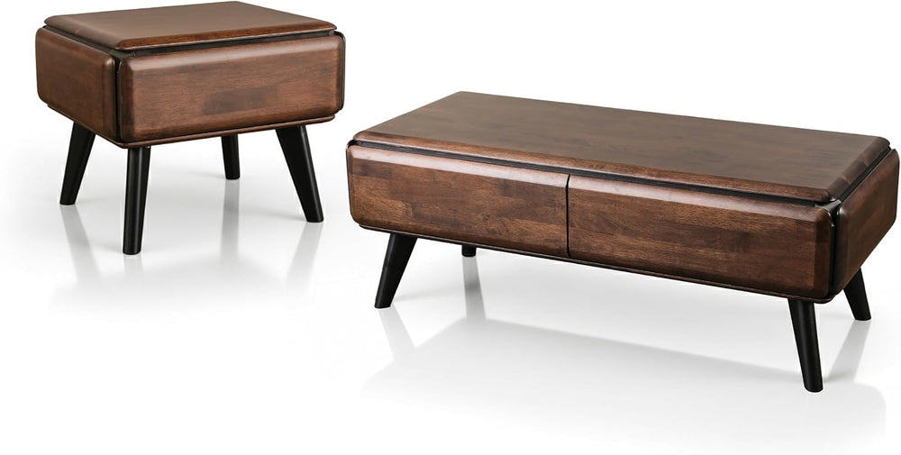 Furniture of America Nazaen Modern 2-Piece Coffee Table Set, Rich Walnut | So...