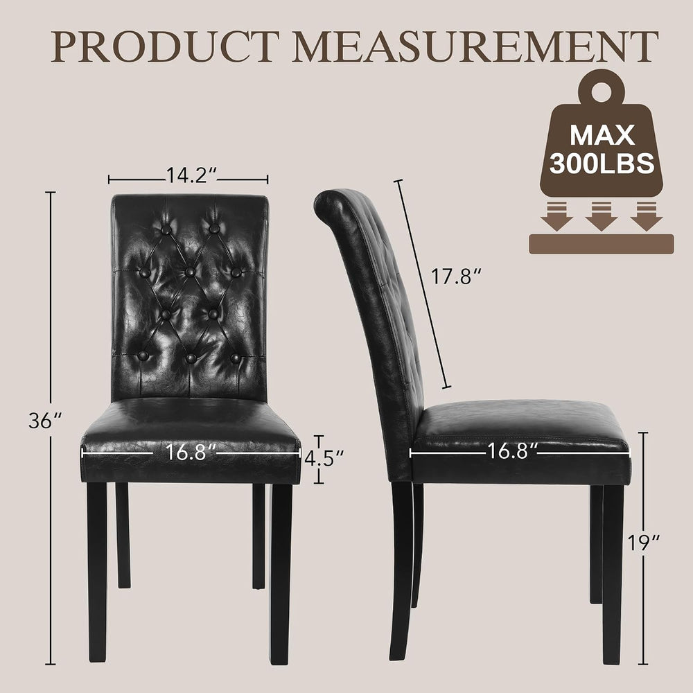 LSSBOUGHT Modern Tufted Dining Chairs Set of 6, Button Padded Leather Kitchen...