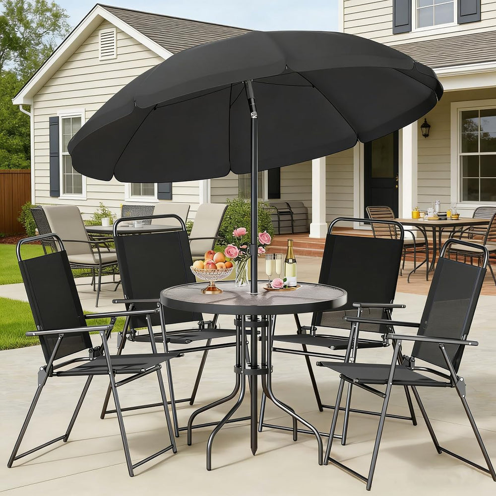 Shintenchi 6 Piece Outdoor Patio Furniture Set, Small Outdoor Patio Dining Ta...
