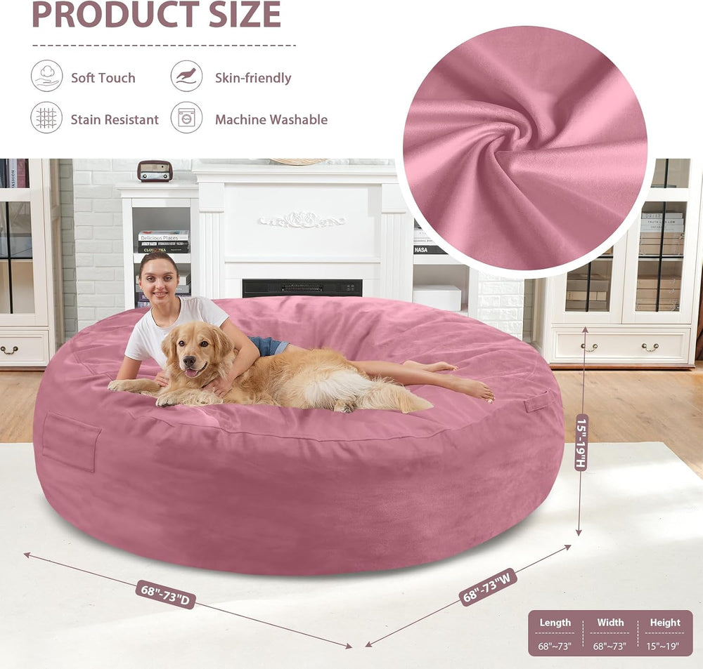 7FT Bean Bag Chair, Large Bean Bag Chairs with Memory Foam Filled, Fluffy Bea...