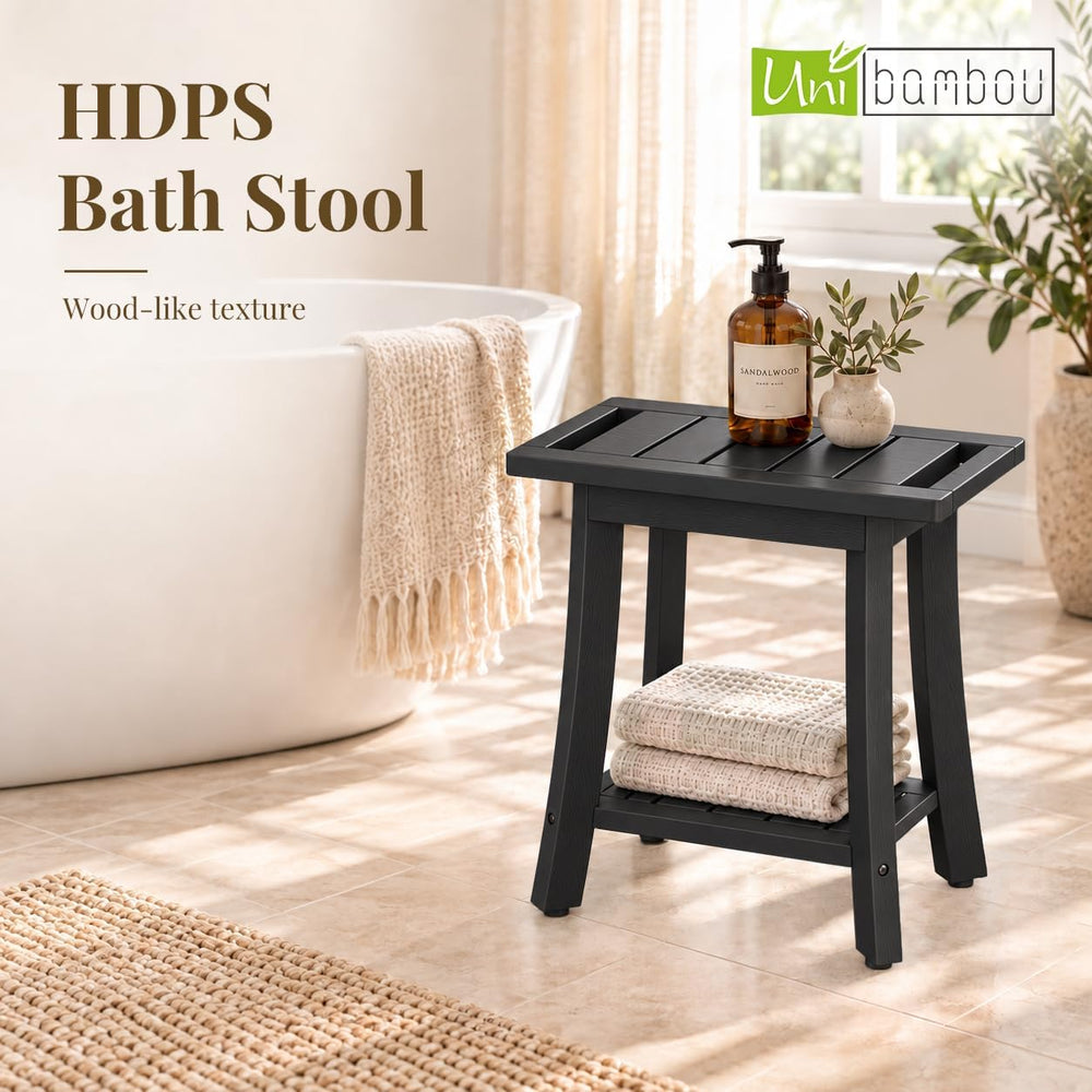 HDPS Waterproof Shower Bench for Inside Shower, Shower Stool, Black, Small