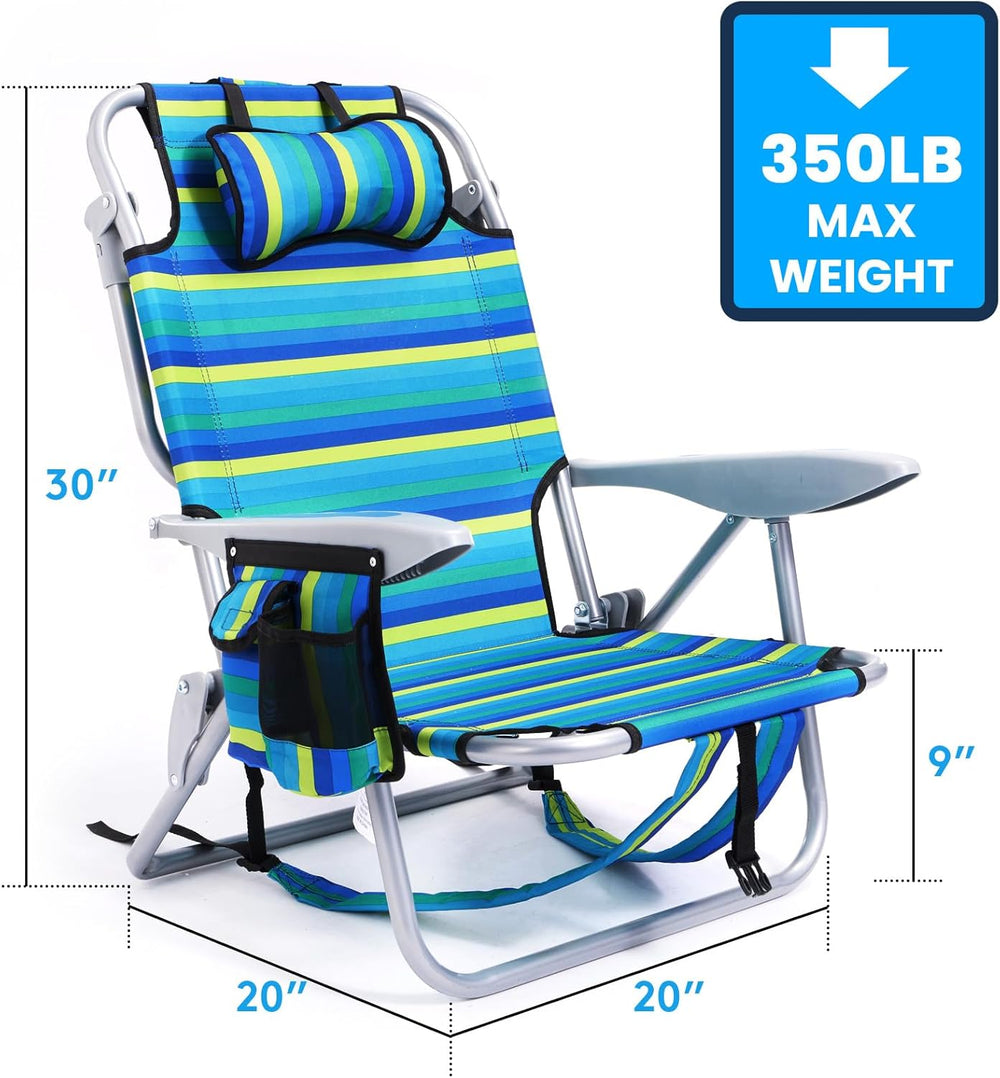 2 Pack Lightweight Portable Camping Beach Chair for Adults, Outdoor Lay Flat ...