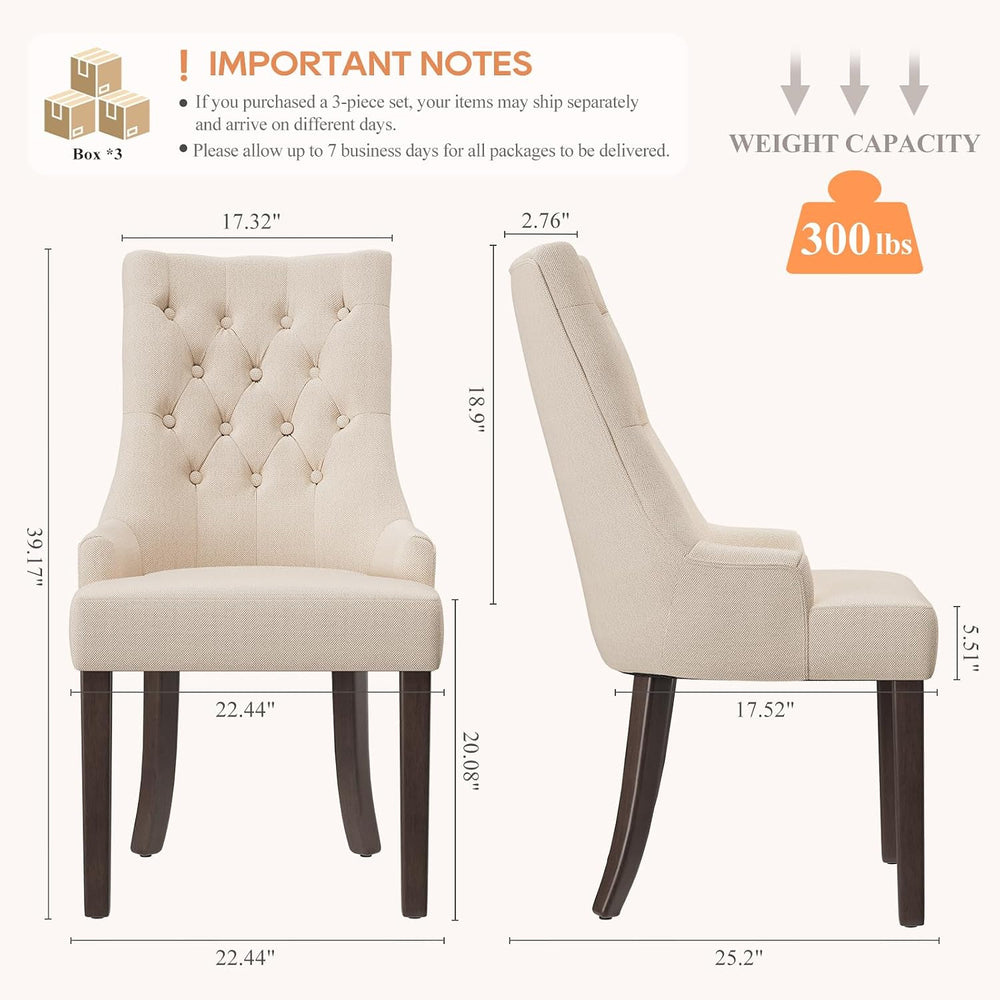COLAMY Wingback Upholstered Dining Chairs Set of 6, Fabric Side Dining Room C...