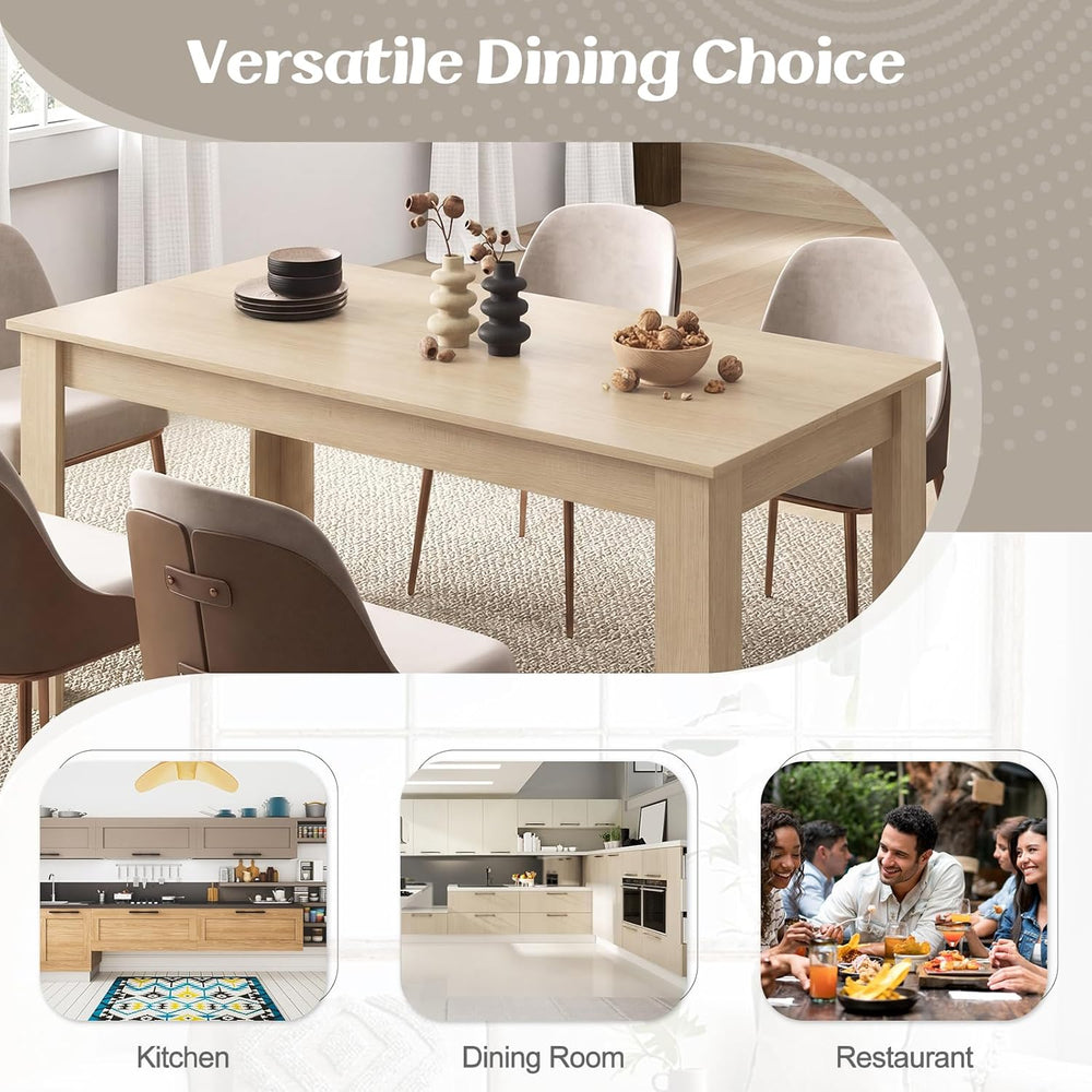 Giantex Dining Table for 4-6, 63" L Large Farmhouse Kitchen Table, Woode...