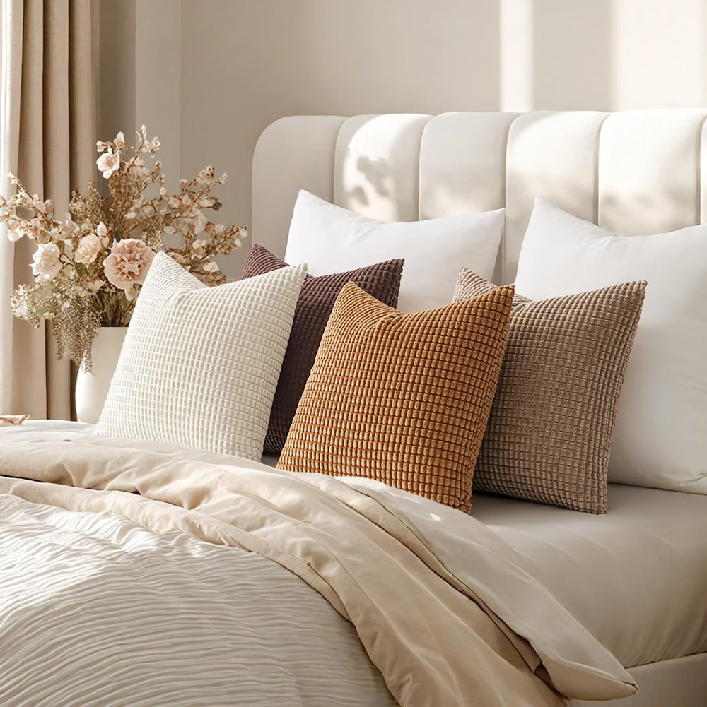 MIULEE Fall Decorative Throw Pillow Covers 20x20 Inch Set of 4 Brown