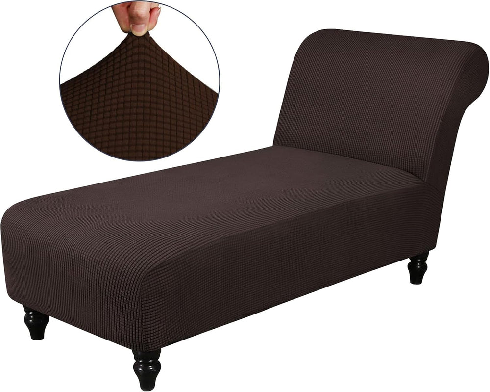 Stretch Chaise Lounge Slipcover Armless Chaise Lounge Cover Indoor, Brown