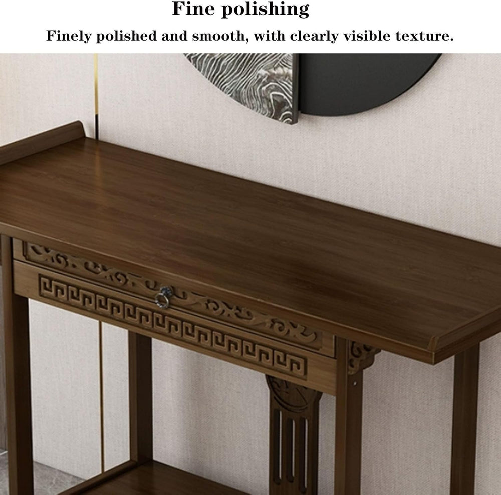 Solid Wood Meditation Table with Storage, Standing Prayer Table, Personal Bud...
