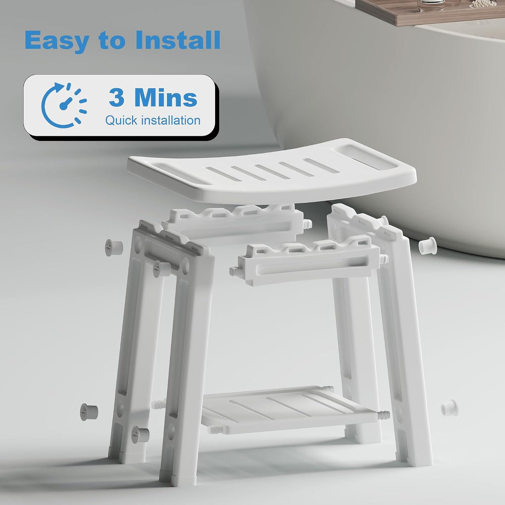 Shower Chair for Inside Shower, Shower Stool with Anti-Slip Foot Covers hold ...