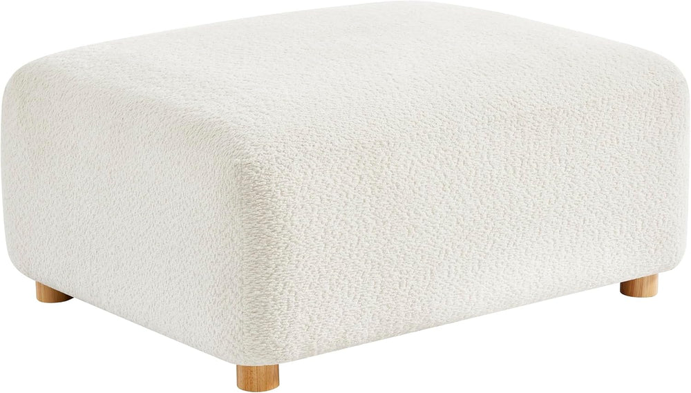 Modern Sherpa Boucle Ottoman, Comfy Modular Cloud Couch Ottoman, Apartment, C...