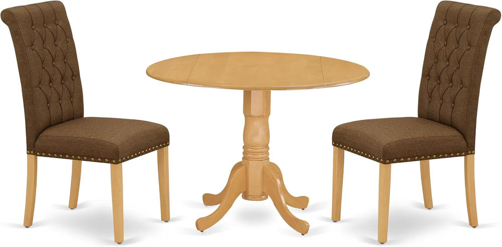 East West Furniture DLBR3-OAK-18 3 Piece Kitchen Table & Chairs Set Conta...