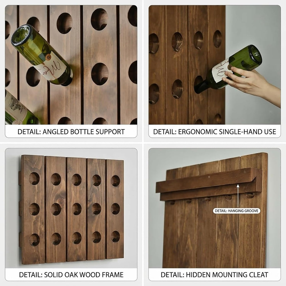 Wall Mounted Wine Riddling Rack,Wall Mounted Wine Rack Solid Wood Storage Org...