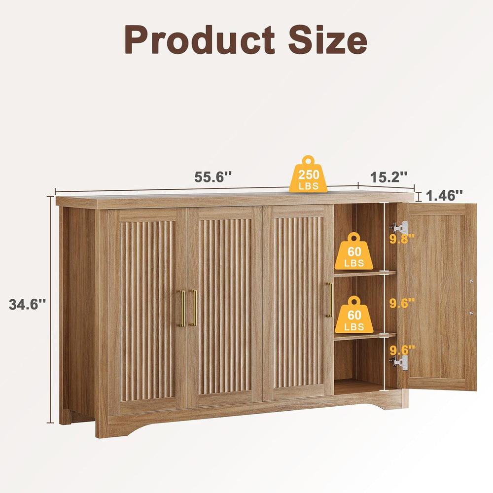 Memobarco Fluted Buffet Cabinet with Storage Accent Sideboard,Modern Credenza...
