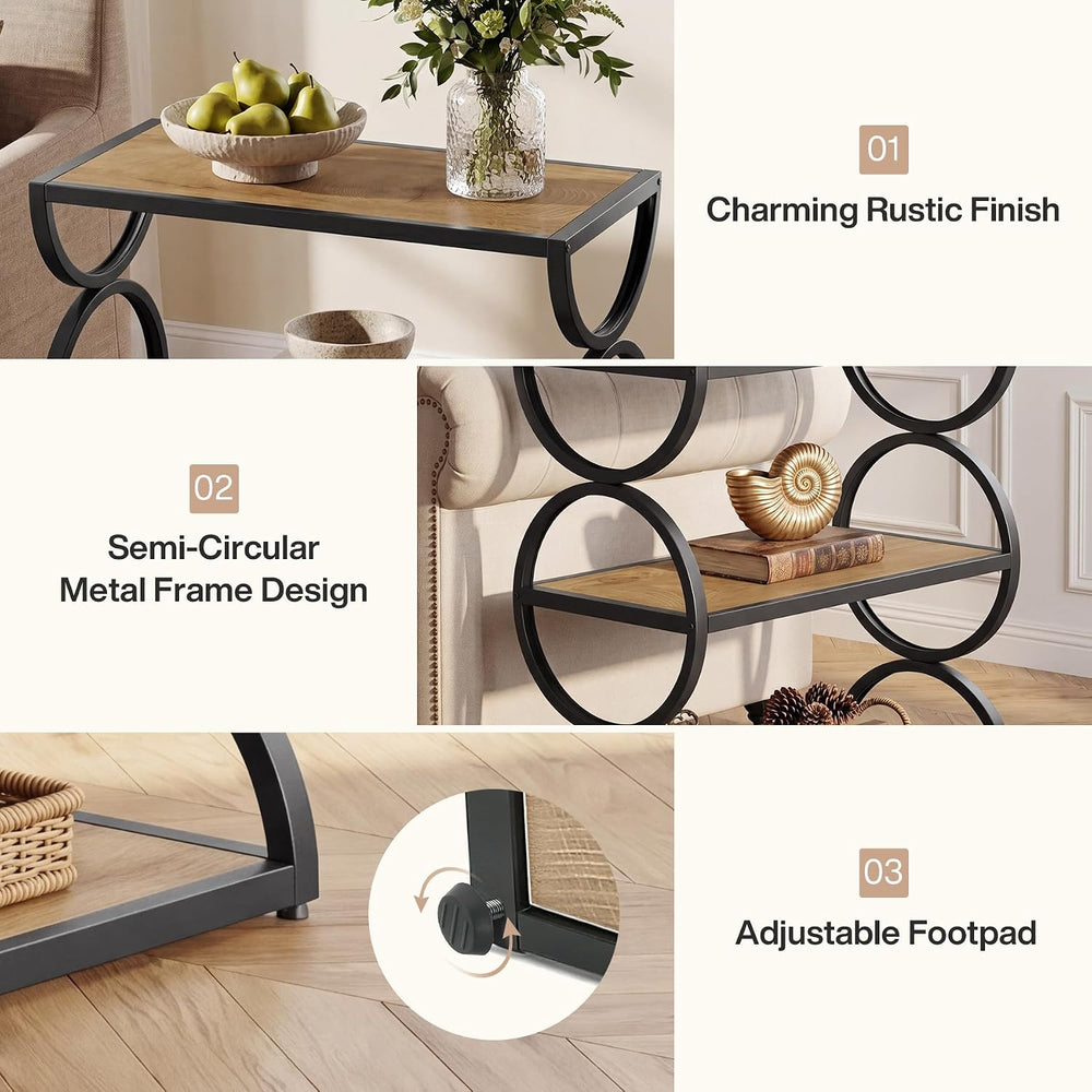 Tribesigns 3-Tier End Table, Narrow Side Table with Storage Shelves, Industri...