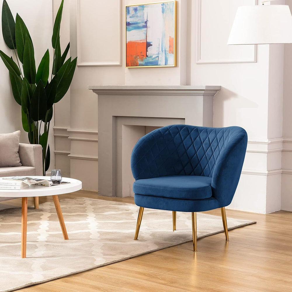 DUHOME Velvet Accent Chair with Barrel Backrest