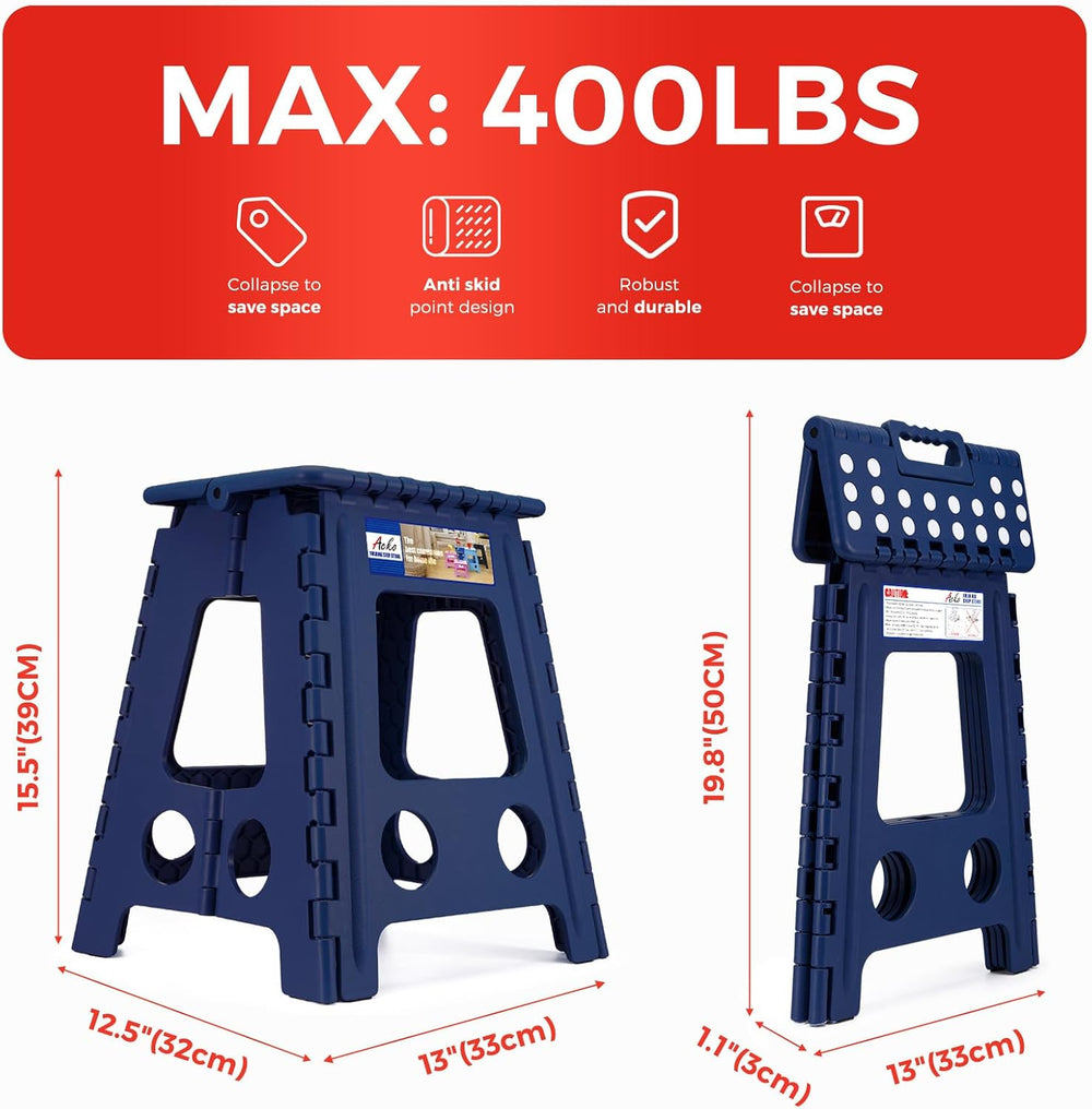 ACKO 16" 6 Pack Folding Step Stool, Safety Lock, Holds 400 lbs, Royal Blue