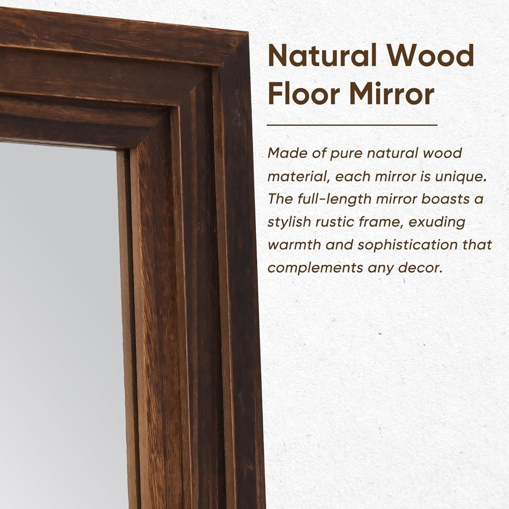 Full Length Mirror 71"x32", Rect Solid Wood Frame with Stand