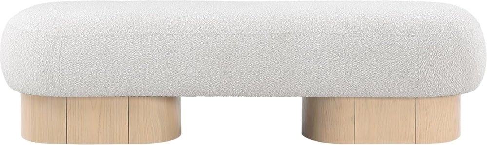Meridian Furniture 22001Cream Robertson Collection Art Deco Bench with Luxuri...