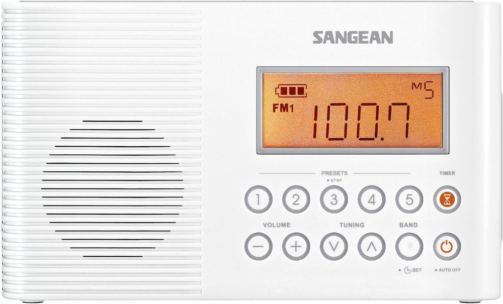 Sangean H201 Waterproof AM/FM Shower Radio with NOAA Weather Alert