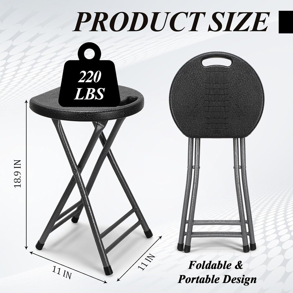 Novabright 6 Pack Portable Folding Stool with Handle, Sturdy Round Collapsibl...