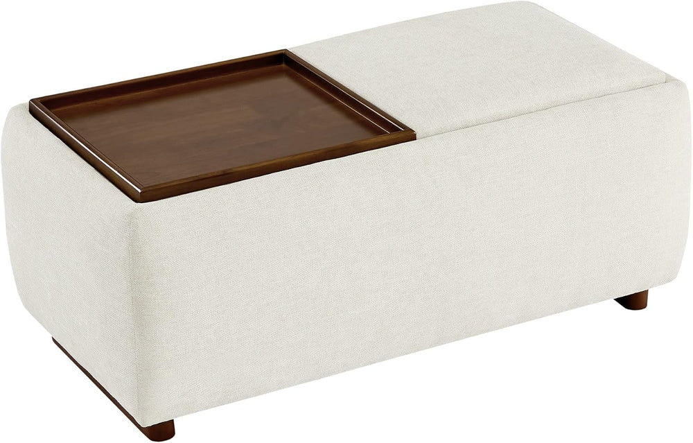 CHITA Storage Ottoman with Tray Lids, FSC Certified Small Rectangular Bench f...