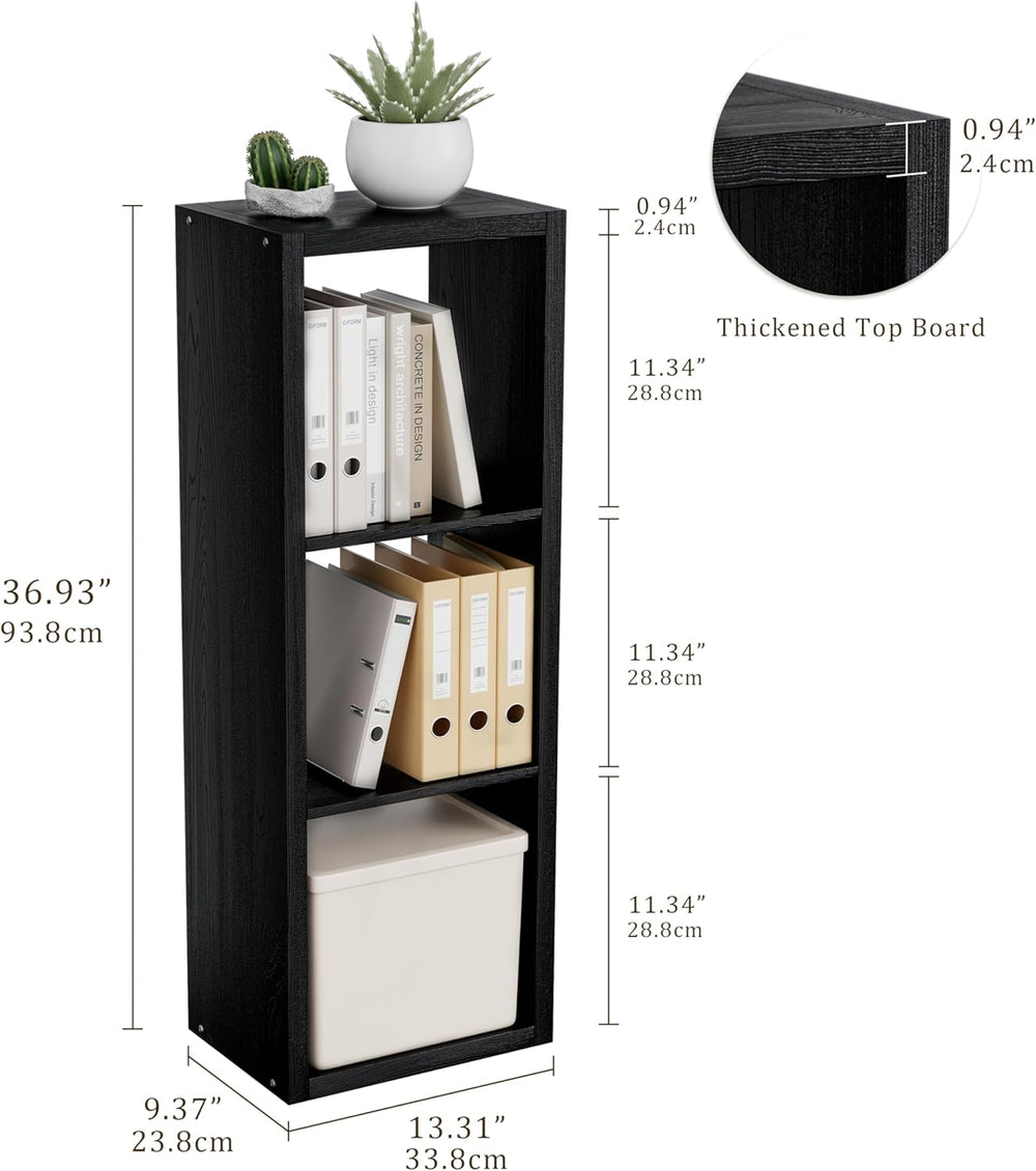 Cube Storage Organizer Bookcase, 3 Tier Decorative 11 inch Open Back Cubical ...