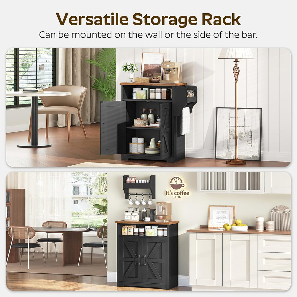 YATINEY Coffee Bar Cabinet, Kitchen Island with Storage, Farmhouse Sideboard ...