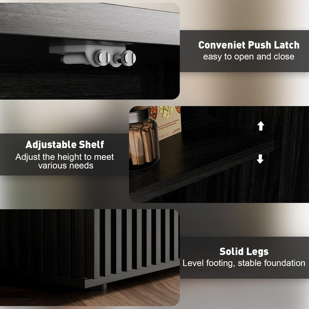 Rophefx Fluted Sideboard Cabinet, 63" Buffet Cabinet with Storage, Crede...