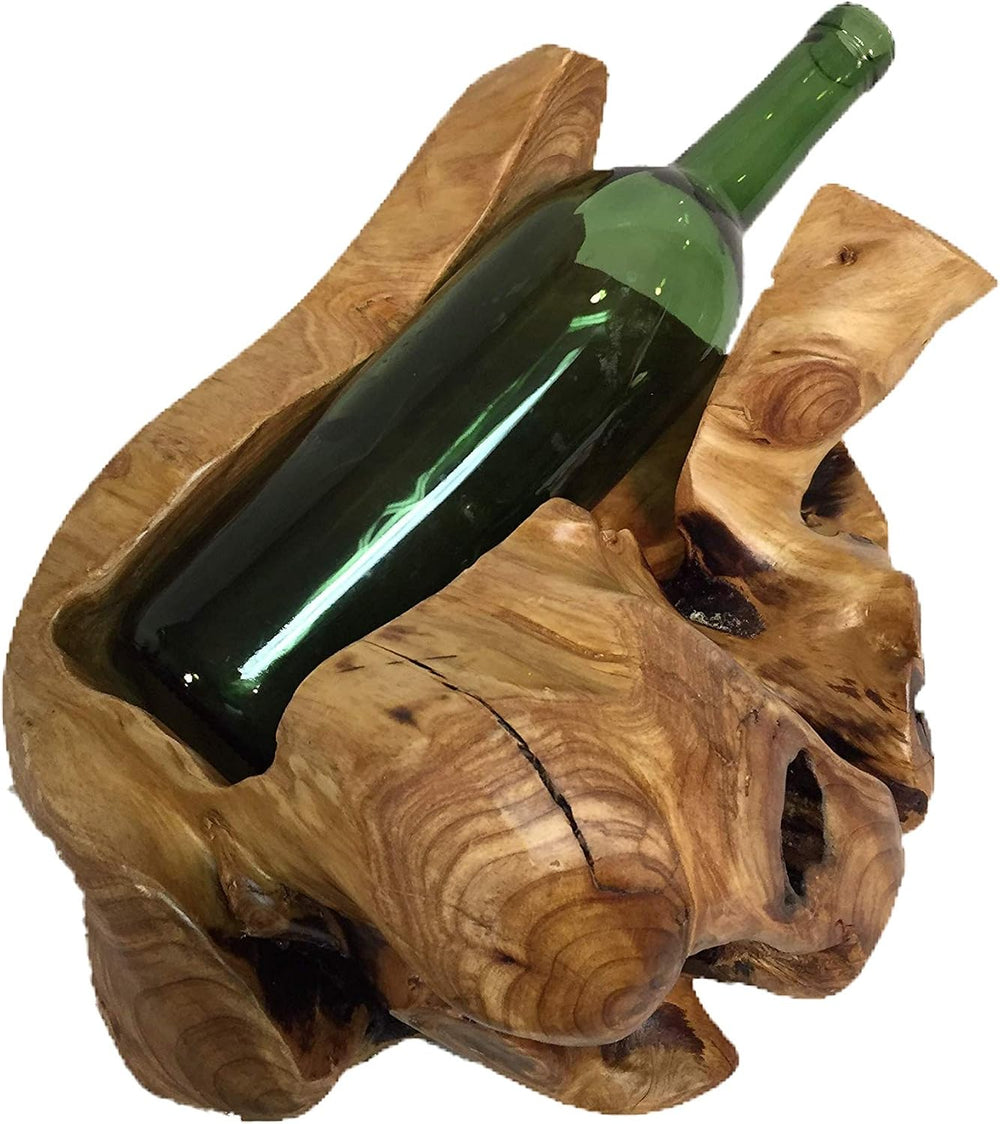 Hand-Crafted Root Wood Live Edge Wine Bottle Holder (1)