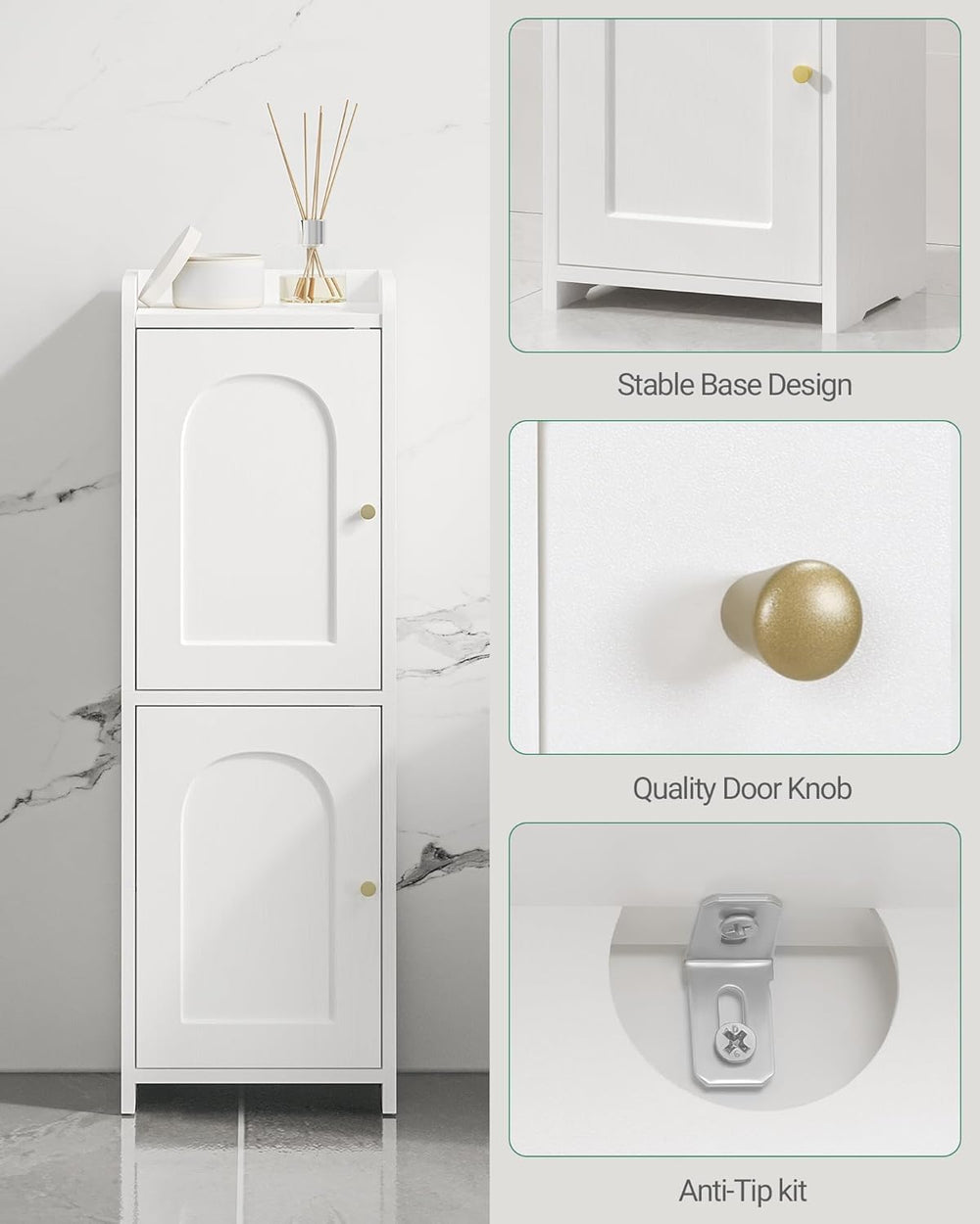 Hzuaneri Bathroom Storage Cabinet, Small Corner Floor Cabinet with 2 Doors an...