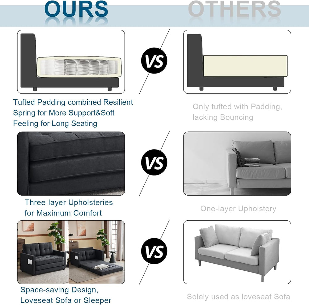 VINGLI Upgraded Loveseat Sleeper, 53.5" W 83" L Convertible Sofa Be...