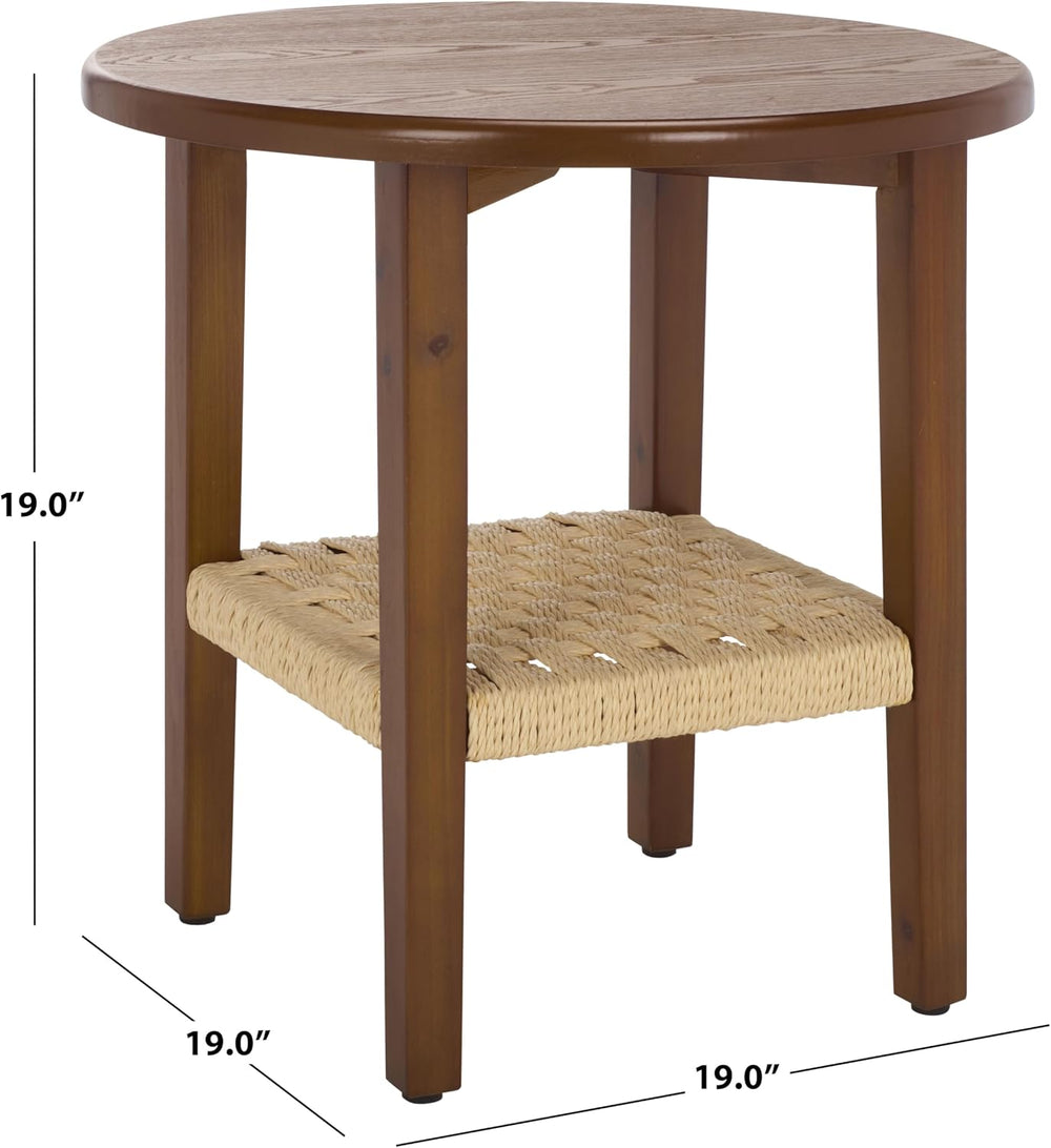 SAFAVIEH Home Collection - Rakoma Round End Table, Walnut Brown Accent Side T...
