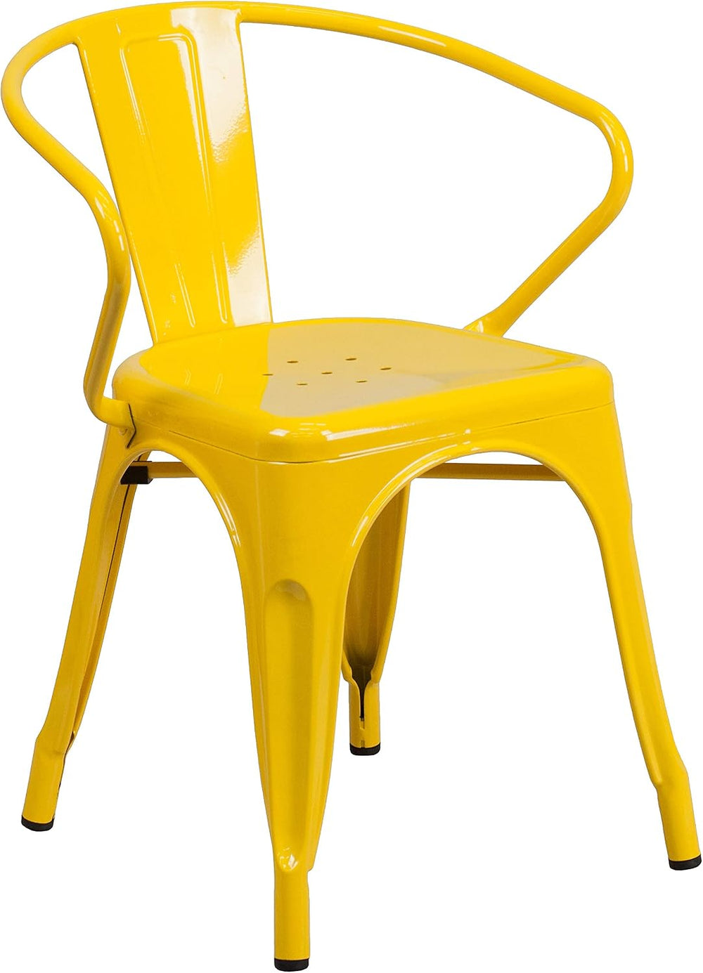 Flash Furniture Luna Commercial Grade Yellow Metal Indoor-Outdoor Chair with ...