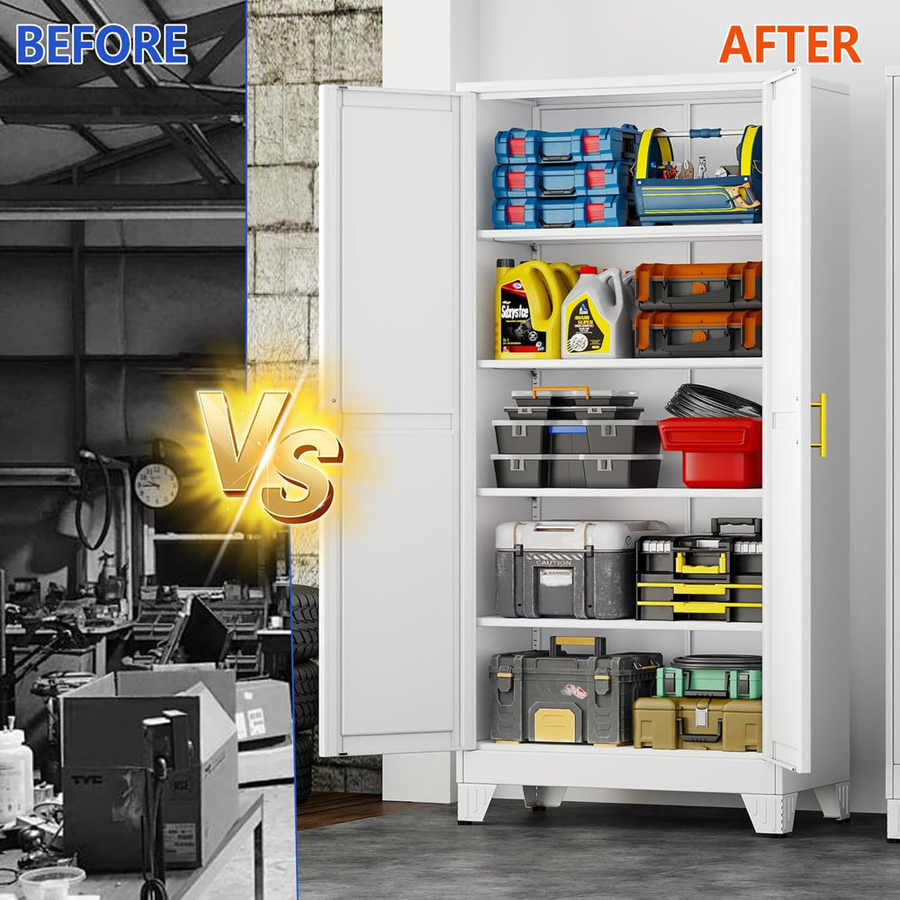 GAIOUS 71''Tall Metal Garage Storage Cabinet,File Cabinet with Door a...