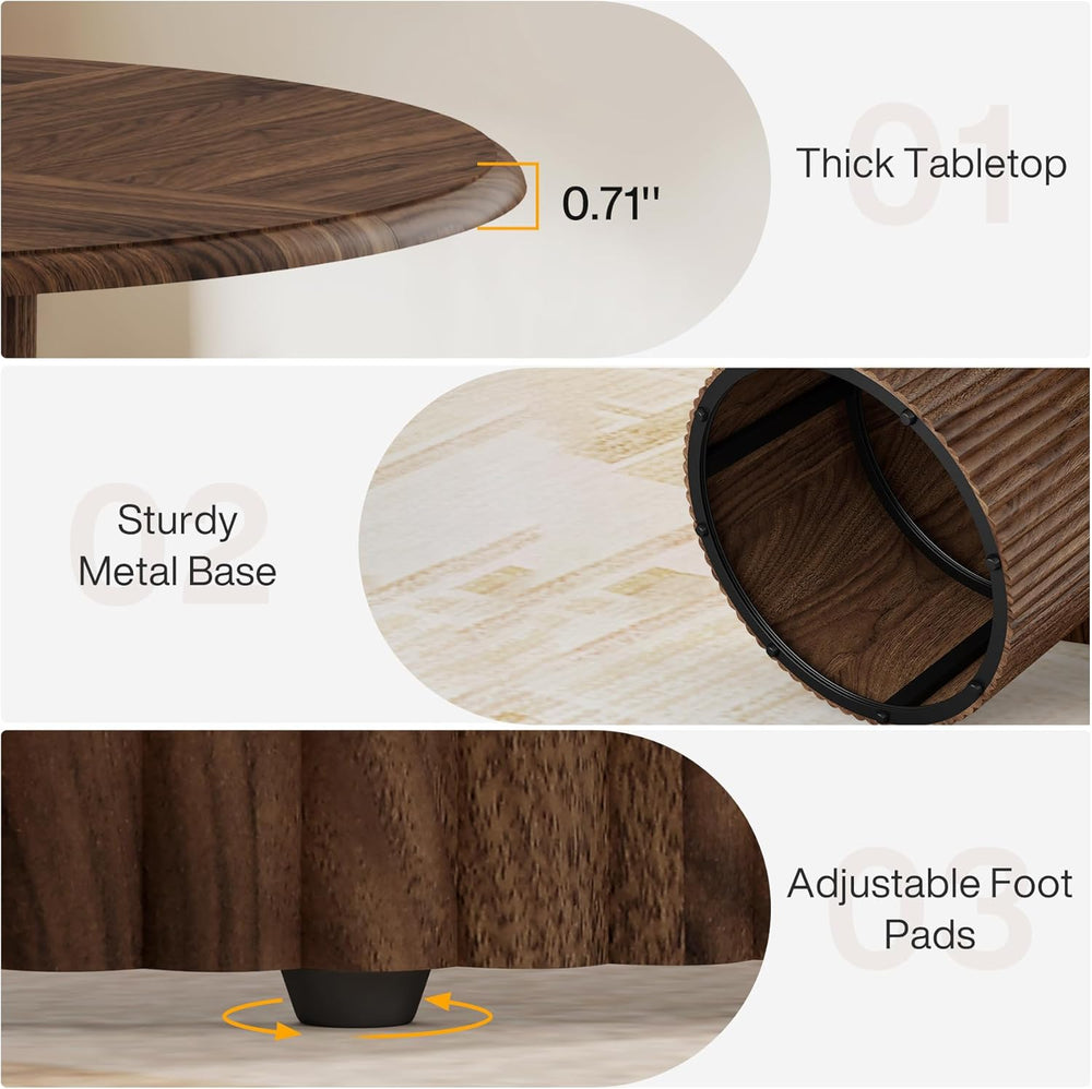 Tribesigns 47" Round Dining Table for 4, Farmhouse Kitchen Table with Me...