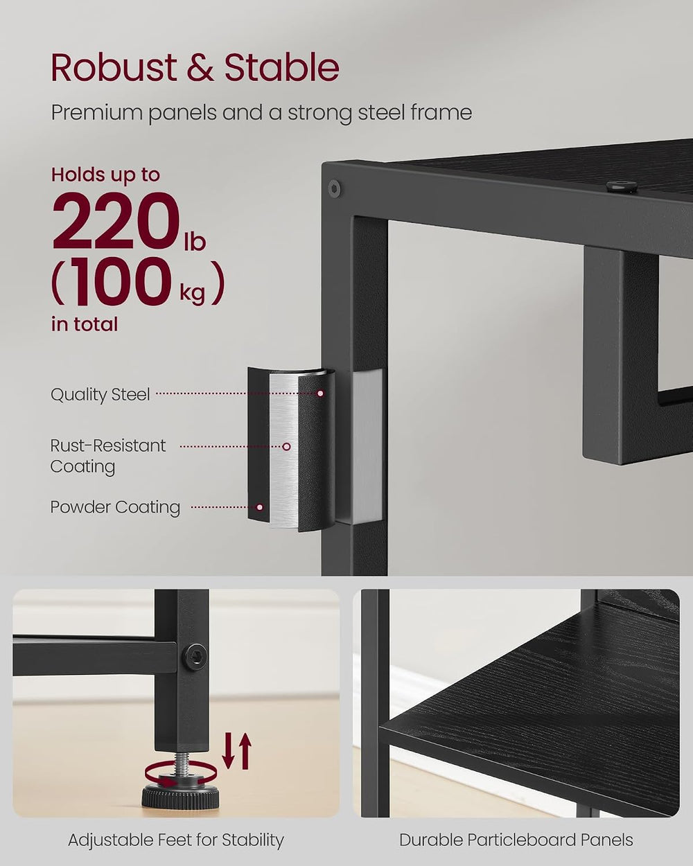 VASAGLE Freestanding Coat Rack, Hall Tree with Shelves, Steel Frame