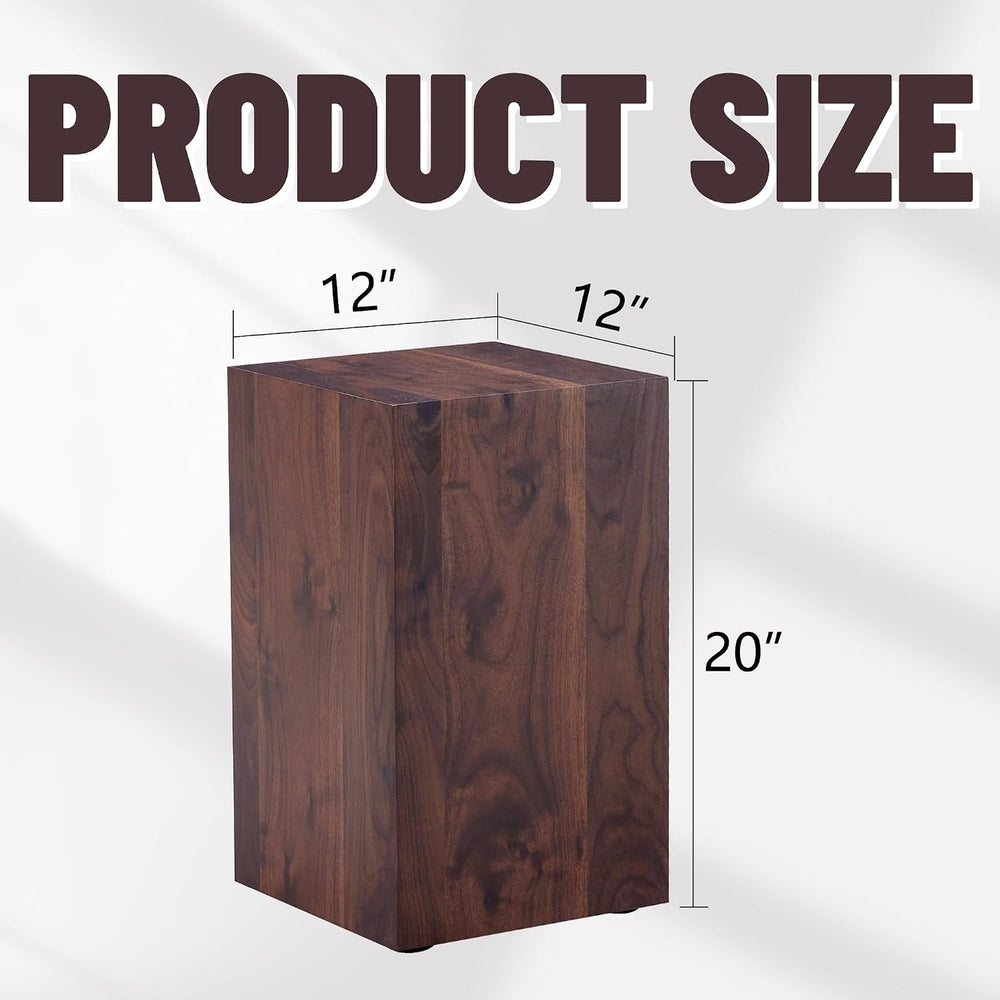 Modern Walnut Wooden End Table for Living Room, MDF Construction Square Sofa ...