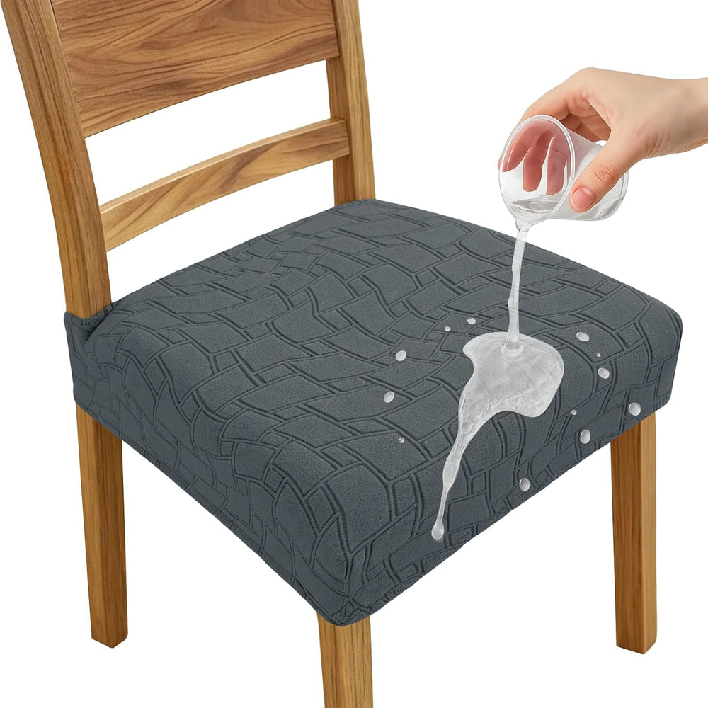 ZNSAYOTX Waterproof Dining Chair Seat Covers Set of 6, Stretch Fit Seat Slipc...